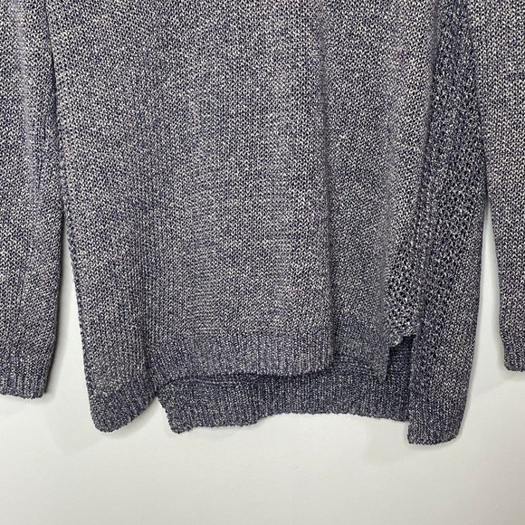 J. McLaughlin Size L Purple Linen V Neck Long Sleeve Metallic Knit Sweater - Picture 12 of 16